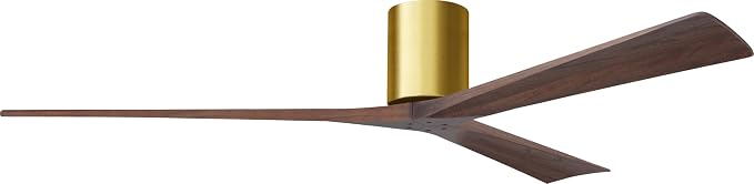 IR3H-BRBR-WA-72 Irene Damp Rated Flush Mount 72" Ceiling Fan with Remote & Wall Control, Silent DC Motor, 3 Walnut Tone Solid