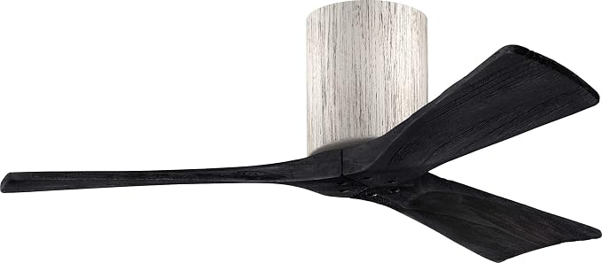 IR3H-BW-BK-42 Irene Damp Rated Flush Mount 42" Ceiling Fan with Remote & Wall Control, Silent DC Motor, 3 Matte Black Solid