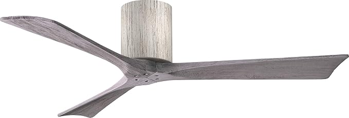 IR3H-BW-BW-52 Irene Damp Rated Flush Mount 52" Ceiling Fan with Remote & Wall Control, Silent DC Motor, 3 Solid