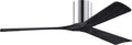 IR3H-CR-BK-60 Irene Damp Rated Flush Mount 60" Ceiling Fan with Remote & Wall Control, Silent DC Motor, 3 Matte Black Solid