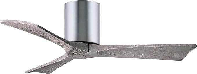 IR3H-CR-BW-42 Irene Indoor/Outdoor Damp Rated 42" Hugger Ceiling Fan with Remote & Wall Control, Silent DC Motor, 3 Barn Wood