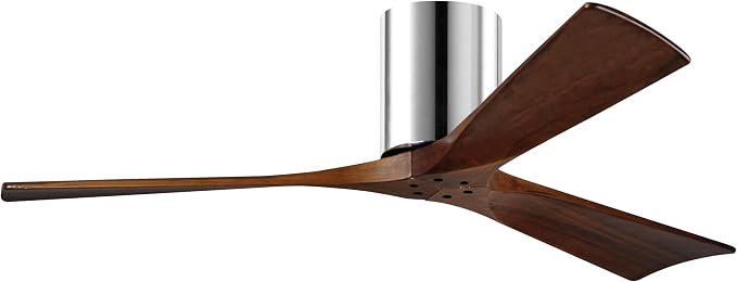 IR3H-CR-WA-52 Irene Indoor/Outdoor Damp Rated 52" Hugger Ceiling Fan with Remote & Wall Control, Silent DC Motor, 3 Walnut