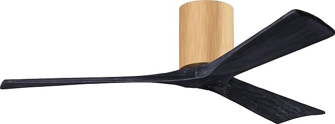 IR3H-LM-BK-52 Irene Damp Rated Flush Mount 52" Ceiling Fan with Remote & Wall Control, Silent DC Motor, 3 Matte Black Solid