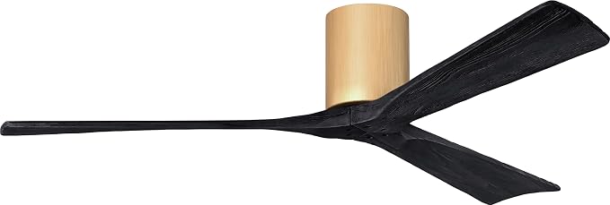 IR3H-LM-BK-60 Irene Damp Rated Flush Mount 60" Ceiling Fan with Remote & Wall Control, Silent DC Motor, 3 Matte Black Solid