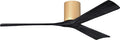 IR3H-LM-BK-60 Irene Damp Rated Flush Mount 60" Ceiling Fan with Remote & Wall Control, Silent DC Motor, 3 Matte Black Solid