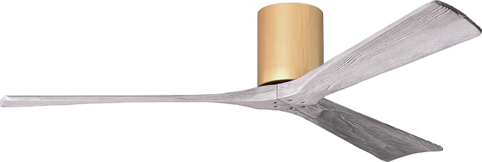 IR3H-LM-BW-60 Irene Damp Rated Flush Mount 60" Ceiling Fan with Remote & Wall Control, Silent DC Motor, 3 Barn Wood Tone