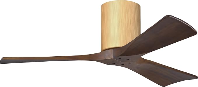 IR3H-LM-WA-42 Irene Damp Rated Flush Mount 42" Ceiling Fan with Remote & Wall Control, Silent DC Motor, 3 Walnut Tone Solid