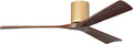 IR3H-LM-WA-60 Irene Damp Rated Flush Mount 60" Ceiling Fan with Remote & Wall Control, Silent DC Motor, 3 Walnut Tone Solid