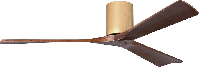 IR3H-LM-WA-60 Irene Damp Rated Flush Mount 60" Ceiling Fan with Remote & Wall Control, Silent DC Motor, 3 Walnut Tone Solid