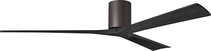 IR3H-TB-BK-72 Irene Damp Rated Flush Mount 72" Ceiling Fan with Remote & Wall Control, Silent DC Motor, 3 Matte Black Solid