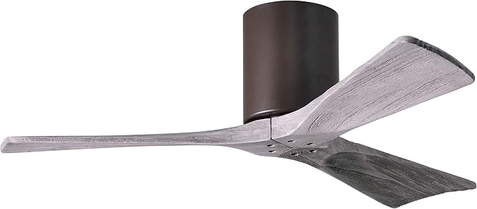 IR3H-TB-BW-42 Irene Damp Rated Flush Mount 42" Ceiling Fan with Remote & Wall Control, Silent DC Motor, 3 Barn Wood Tone