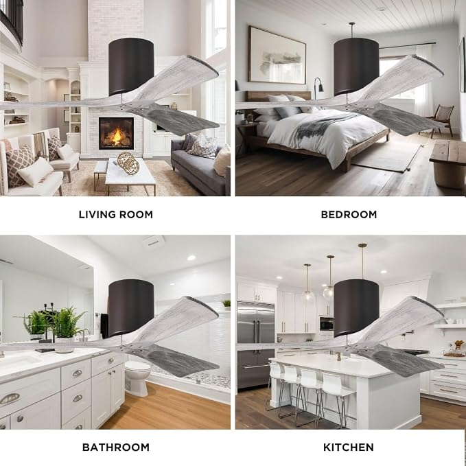 IR3H-TB-BW-42 Irene Damp Rated Flush Mount 42" Ceiling Fan with Remote & Wall Control, Silent DC Motor, 3 Barn Wood Tone