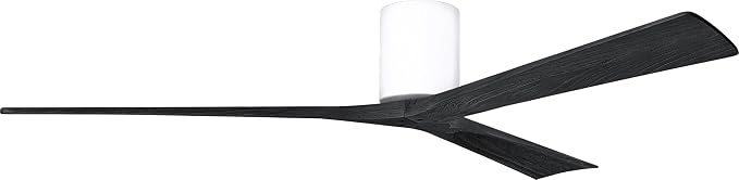 IR3H-WH-BK-72 Irene Damp Rated Flush Mount 72" Ceiling Fan with Remote & Wall Control, Silent DC Motor, 3 Matte Black Solid