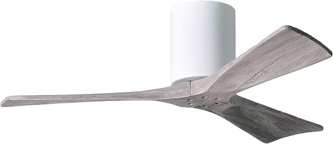 IR3H-WH-BW-42 Irene Indoor/Outdoor Damp Rated 42" Hugger Ceiling Fan with Remote & Wall Control, Silent DC Motor, 3 Barn Wood
