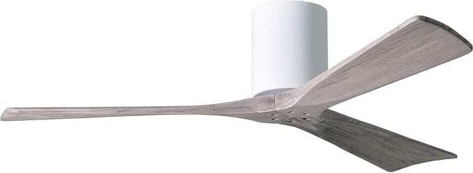 IR3H-WH-BW-52 Irene Indoor/Outdoor Damp Rated 52" Hugger Ceiling Fan with Remote & Wall Control, Silent DC Motor, 3 Barn Wood