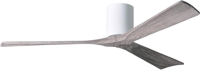 IR3H-WH-BW-60 Irene Indoor/Outdoor Damp Rated 60" Hugger Ceiling Fan with Remote & Wall Control, Silent DC Motor, 3 Barn Wood