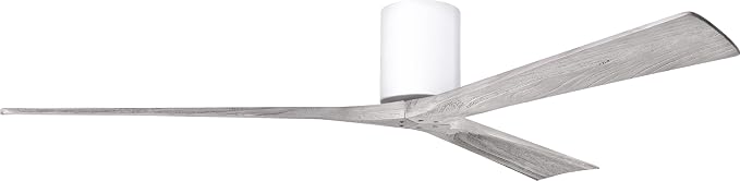 IR3H-WH-BW-72 Irene Indoor/Outdoor Damp Rated Flush Mount 70" Hugger Ceiling Fan with Remote & Wall Control, Silent DC Motor