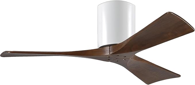 IR3H-WH-WA-42 Irene Indoor/Outdoor Damp Rated 42" Hugger Ceiling Fan with Remote & Wall Control, Silent DC Motor, 3 Walnut
