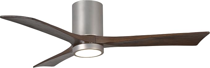 IR3HLK-BN-WA-52 Irene Damp Rated Flush Mount 52" Ceiling Fan with Light and Remote & Wall Control, Silent DC