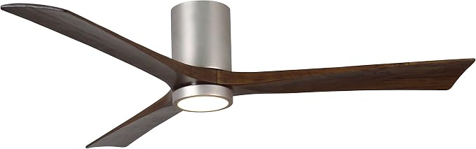 IR3HLK-BN-WA-60 Irene Damp Rated Flush Mount 60" Ceiling Fan with Light and Remote & Wall Control, Silent DC