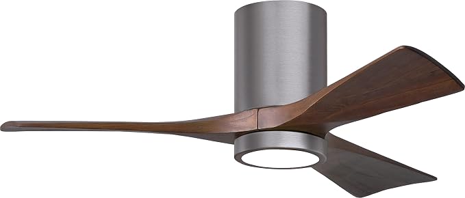 IR3HLK-BP-WA-42 Irene Damp Rated Flush Mount 42" Ceiling Fan with Light and Remote & Wall Control, Silent DC Motor, 3 Solid