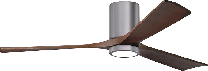 IR3HLK-BP-WA-60 Irene Damp Rated Flush Mount 60" Ceiling Fan with Light and Remote & Wall Control, Silent DC Motor, 3 Solid