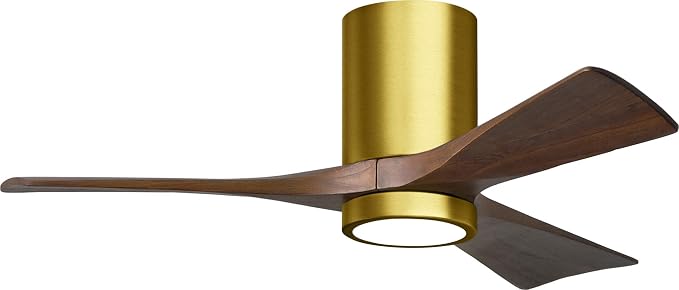 IR3HLK-BRBR-WA-42 Irene Damp Rated Flush Mount 42" Ceiling Fan with Light and Remote & Wall Control, Silent DC Motor, 3 Solid