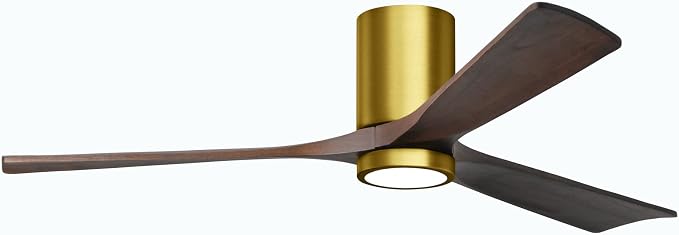 IR3HLK-BRBR-WA-60 Irene Damp Rated Flush Mount 60" Ceiling Fan with Light and Remote & Wall Control, Silent DC Motor, 3 Solid