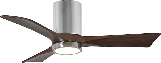 IR3HLK-CR-WA-42 Irene Damp Rated Flush Mount 42" Ceiling Fan with Light and Remote & Wall Control, Silent DC Motor, 3 Solid