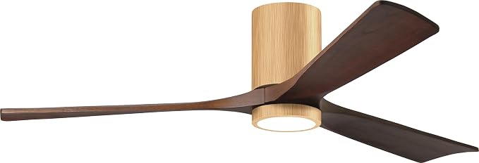 IR3HLK-LM-WA-60 Irene Damp Rated Flush Mount 60" Ceiling Fan with Light and Remote & Wall Control, Silent DC Motor, 3 Solid