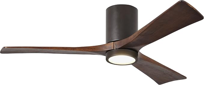 IR3HLK-TB-WA-52 Irene Damp Rated Flush Mount 52" Ceiling Fan with Light and Remote & Wall Control, Silent DC Motor, 3 Solid
