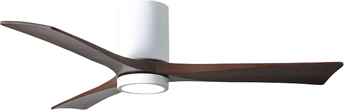 IR3HLK-WH-WA-52 Irene Damp Rated Flush Mount 52" Ceiling Fan with Light and Remote & Wall Control, Silent DC Motor, 3 Solid