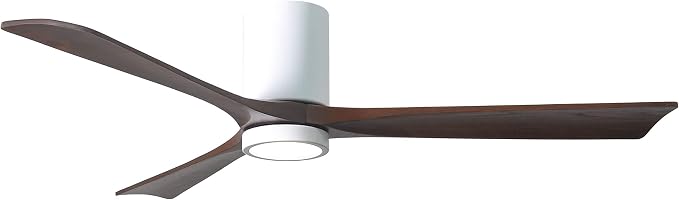 IR3HLK-WH-WA-60 Irene Damp Rated Flush Mount 60" Ceiling Fan with Light and Remote & Wall Control, Silent DC Motor, 3 Solid
