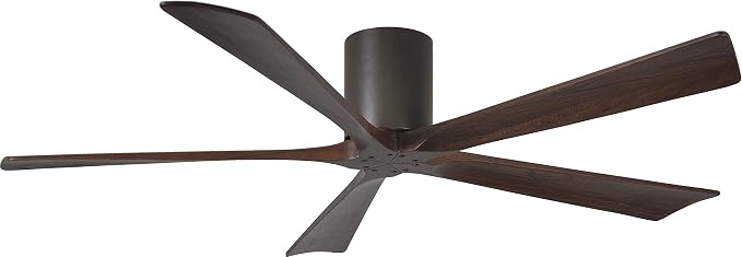 IR5H-TB-WA-60 Irene Damp Rated 60" Flush Mount Ceiling Fan with Remote & Wall Control, Silent DC Motor, 5 Walnut Tone Solid