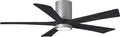 IR5HLK-BN-BK-52 Irene 52" Damp Rated Flush Mount Ceiling Fan with Light and Remote & Wall Control, Silent DC Motor, Solid