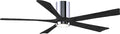 IR5HLK-CR-BK-60 Irene 60" Damp Rated Flush Mount Ceiling Fan with Light and Remote & Wall Control, Silent DC Motor, Polished