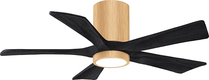 IR5HLK-LM-BK-42 Irene 42" Damp Rated Flush Mount Ceiling Fan with Light and Remote & Wall Control, Silent DC Motor, Light