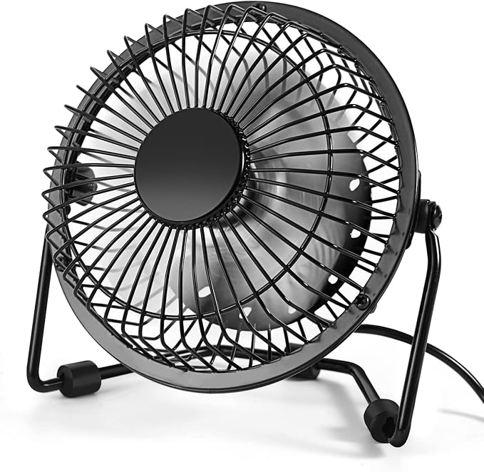 isanewcreativebrand Small Desk Fan, 4 Inch USB Fan Powered by USB, 360° Rotation - Small Fans for Bedroom, Office, Table
