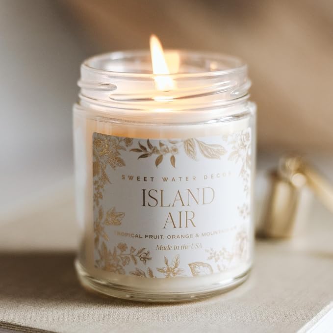 Island Air Patterned Candle – Soy Candles with Tropical Fruits, Sugared Oranges, alternate product view 4