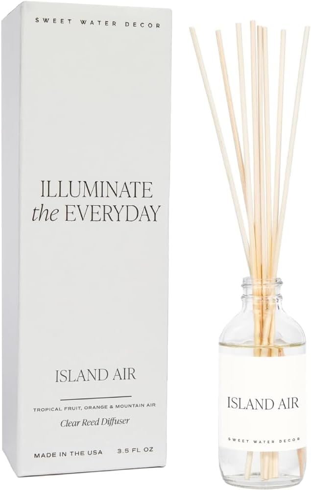 Island Air Reed Diffuser Set | Tropical Fruits, Citrus, Sugar, Exotic Mountain Greens | Long Lasting | Summer Diffuser Oil
