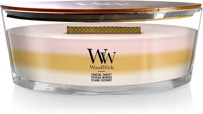 Island Getaway Trilogy Gifts for Women and Men, 16 oz Ellipse Trilogy Candle with Crackling Wick in Island