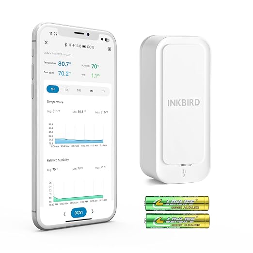 ITH-11-B Indoor Outdoor Thermometer Hygrometer Mini Bluetooth Refrigerator Thermometer IP65 Waterproof with APP Notification