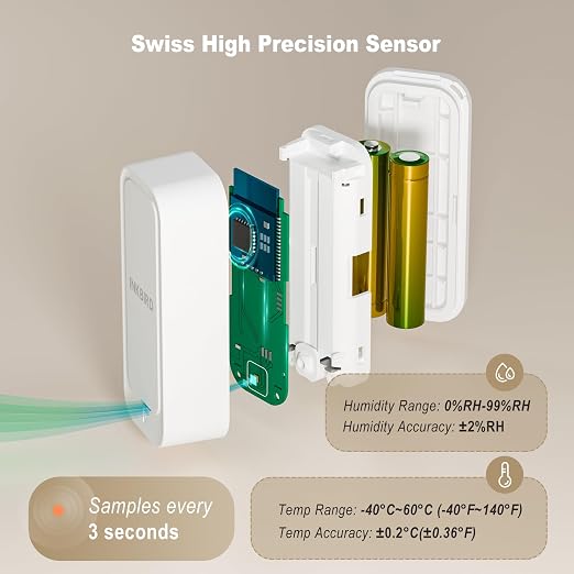 ITH-11-B Indoor Outdoor Thermometer Hygrometer Mini Bluetooth Refrigerator Thermometer IP65 Waterproof with APP Notification