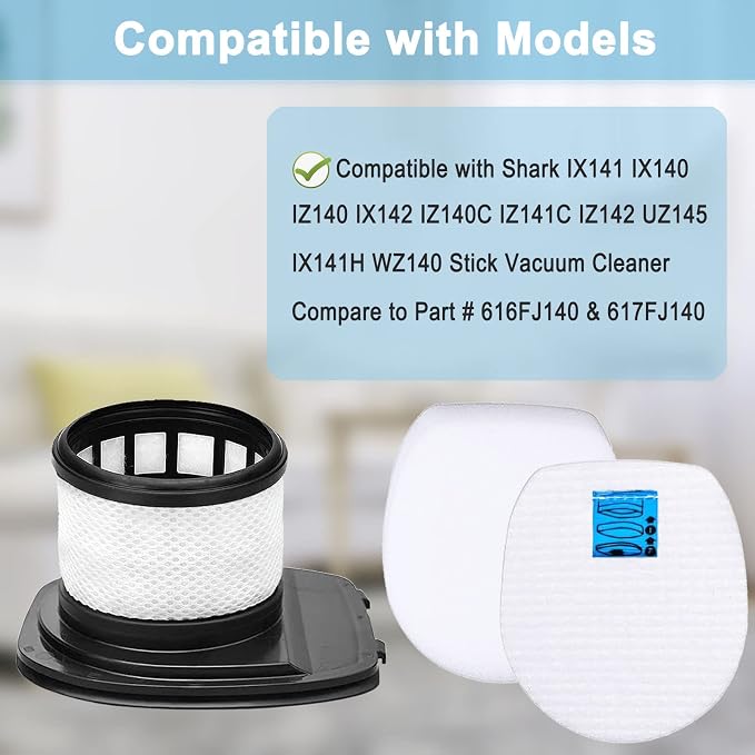 IX141 Vacuum Filter Compatible for Shark Rocket Pro IX141 IX140 IZ140 IX142 IZ140C IZ142 UZ145 IZ141C IX141H Stick Vacuum