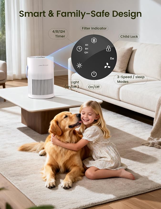 Air Purifers for Home, Hepa Air Purifier for Bedroom, Air Cleaner for Pet Dander, Quiet Sleep Mode, alternate product