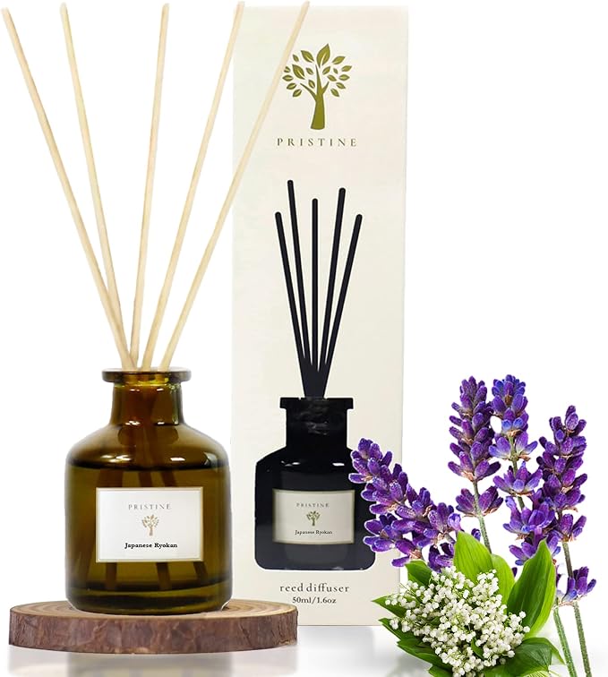Japanese Ryokan/Inspired by Shang Hotel Reed Diffuser for Home | Fresh Lavender, Moroccan Amber Reed Diffuser Set, alternate