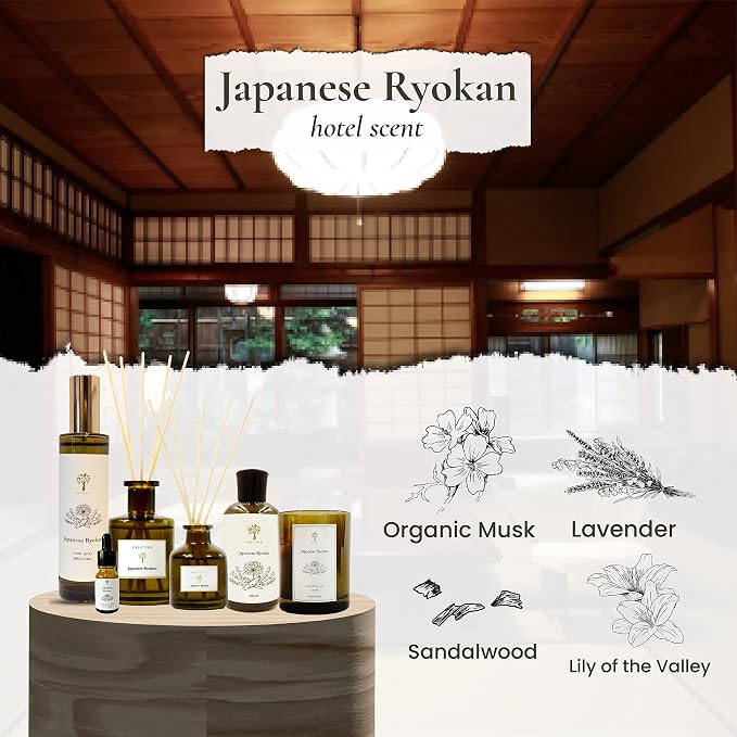 Japanese Ryokan/Inspired by Shang Hotel Reed Diffuser for Home | Fresh Lavender, Moroccan Amber Reed Diffuser Set, alternate