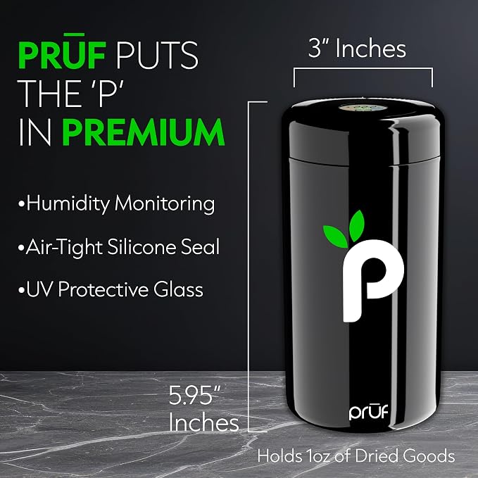 Jar with Built-In Hygrometer – 500ml Air-Tight, UV-Proof Glass Jar with High-Density Silicone Seal – Includes Two 62% 8G