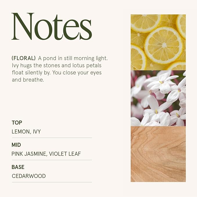 Jasmin du Lotus Candle - Ivy, Jasmine, Cedarwood | 19 oz Large Wooden Wick Candle | Natural Soy Wax | 90 Hours Clean Burn |