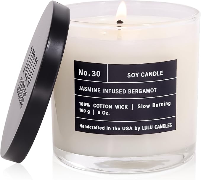 | Jasmine Infused Bergamot | Luxury Scented Soy Jar Candle | Hand Poured in The USA | Highly Scented & Long, product image
